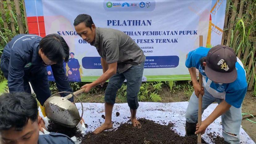 Demplot pembuatan PukFes dengan melibatkan petani/peternak di Desa Sumberejo Poncokusumo.